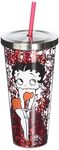 Smart Living Company 21302 Betty Boop Glitter Cup with Straw 4 x 4 x 10.8 Inches Red