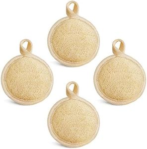 Face Exfoliating Loofah Pad Scrubber, Manual Facial Cleansing and Makeup Remover Brush 4 Pieces, Natural Loofa Sponge Pads Massage Pores and Clean Blackheads Without Hurting the Skin