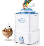 Nostalgia CICM2WB Electric Ice Cream Maker with Candy Crusher, 2-Quart, White/Blue