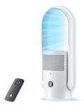 ULTTY Bladeless Tower Fan, Bladeless Fan with Air Purifier, Ultra Queit with Remote, Touch, Timer, HEPA Filter, 60cm High 9 Speeds, 3 Modes, CR021 White