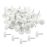 TOVOT 100PCS 0.7" Nail-on Furniture Glides Small Round Chair Glides Furniture Sliders for Hardwood (White)