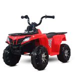 Kidsmate ATV Raider Electric Car for Kids | Battery Operated Cars for Kids with 6V Battery, LED Lights Bluetooth & USB Multimedia | Forward & Backward 4 Wheels Ride on Toy for Age 2-5 Yrs - Black/Red