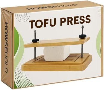 Bamboo Tofu Press with Drainage Tray & Adjustable Screws – Vegan Kitchen Gadget for Firm Tofu, Plant-Based Cooking, Flavor & Texture
