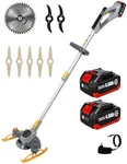 Super Battery Powered Weed Wacker,Cordless Electric Weed Eater+Edger+Trimmer+Cutter 4 in 1,Running Time 75 Mins(Two 4.0 Ah Batteies),Weed Whacker,Edger Lawn Tool,Grass Trimmer with Blades and Charger