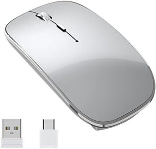 Halpilt Wireless Mouse Chargeable Portable Silent Wireless Mouse USB and Type-C Dual Mode Wireless Mouse 3 Adjustable DPI for Laptop, Mac, MacBook, Android, PC (Q23S Grey)