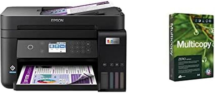 Epson EcoTank ET-3850 Print/Scan/Copy Wi-Fi Ink Tank Printer, With Up To 3 Years Worth Of Ink Included & Multicopy Zero A4 Paper, 80gsm, 500 sheets,Pack of 1