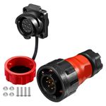 CNLINKO YM-24 10 PIN Industrial Waterproof Connectors, IP68 Circular Connector, PBT Plastic Shell Quick Plug Aviation Connector, M24 Panel Mount Flange Socket (10 Pin)