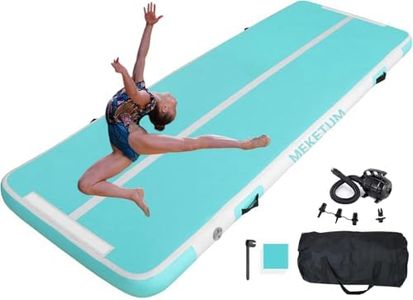 MEKETUM Air Tumble Track Gymnastic Mat 6.6ft 10ft 13ft 16ft 4/8 Inch Thickness Inflatable Gym Tumbling Floor Mats with Air Pump for Home Use/Cheerleading/Yoga/Dance/Water Fun