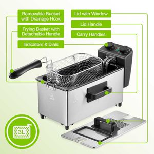 VonShef 3L Deep Fat Fryer – Stainless Steel Electric Fryer
