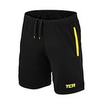 TCA Men's Aeron Gym Training Workout Sports Running Shorts with Pockets - Black/Sonic Yellow, S