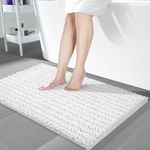 Yimobra Long Bathroom Rug Mat, 44 X 24, Non-Slip Soft Absorbent Water, Machine Washable Quick Dry, Thick Modern Bedroom Bath Mat, Home Decor Accessories, Bright White
