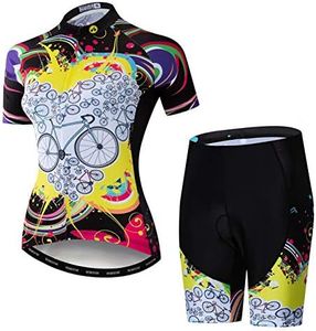 Hotlion Women's Cycling Jersey Set Short Sleeve Bike Clothing with Pocket