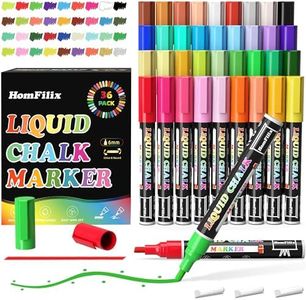 HomFilix 36-Color Liquid Chalk Markers Set, Erasable, Dust-Free, for Blackboard, Glass, Cars, Windows - Ideal for Teaching, Display, Creativity, Paint Pens, Dry Erase Markers