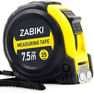 Zabiki Measuring Tape Measure, 25 Ft Easy to Read Decimal Retractable Dual Side Ruler with Metric and Inches, for Surveyors, Engineers and Electricians, with Magnetic Tip and Rubber Protective Casing