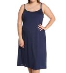 Natori Women's Shangri-la Solid Knit Gown Nightgown, Heather Night Blue, XL