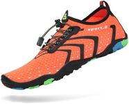 Mishansha Men Water Shoes Barefoot Swimming Shoes for Women Quick Dry Aqua Shoes Non-Slip Swim Pool Diving Surf Yoga Water Aerobics Socks Carrot Orange 11 Women/9.5 Men