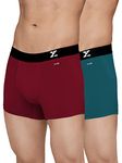 XYXX Cotton Regular Solid (Pack of 2) (Aero Trunks for Men Combo_Dark Maroon + Legion Blue_M)