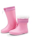 DREAM PAIRS Kids Rain Boots Boys Girls Lightweight Boots Waterproof Easy-on Outdoor Playing Rain Boot Unisex-Child,Size 5 Big Kid,All Pink,SDRB2401K