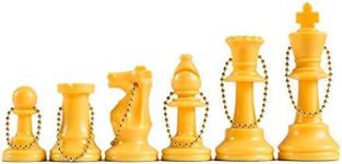 WE Games Bulk Keychain Chess Set, 17 Yellow Plastic Chess Pieces w/Chain, Key Ring, Cute Keychain Accessories, Keychain for Men, Car Keys Keychain