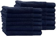 Luxury 100% Cotton Washcloths - Pack of 12, Extra Soft & Fluffy, Quick Dry & Highly Absorbent, Hotel Quality, Small Hand Towel Set for Gym, Salon, Spa & Home Care, Navy Blue - 13" x 13"
