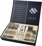 24-Piece Stainless Steel Cutlery Set, Mirror Polished Tableware with 6 Fork, 6 Knife, 6 Dinner Spoon & 6 Salad Spoon, Dishwasher Safe, Suitable for Housewarming Gift, Dining Table Decor (Silver)