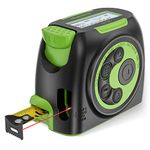 Huepar 2-in-1 Laser Tape Measure, 197Ft Rechargeable Laser Measurement Tool & 16Ft. Measure Tape with Backlit LCD & Movable Hook -Pythagorean, Area, Volume, M/In/Ft Unit Switch Digital Distance Meter