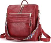 Women's Fashion Backpack with Shoulder Strap Stylish Leather Backpack for Women | Shoulder Bag for Women & Girls | Anti Theft | Multipurpose Travel Bag for Women | Adjustable Shoulder Straps (Red)