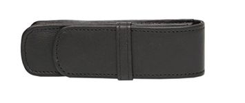 Ashlin Genuine Leather Fabian 2 Pen Case, Black [PEN02-18-01]