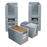 Kuber Industries Pack of 6 Storage Organizer | Non-Woven Shirt Stacker | Foldable Wardrobe Organizer for Clothes | T-Shirts Organiser for Wardrobe | Grey