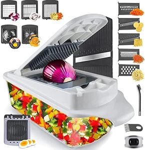 Vegetable Chopper, Multi 22-in-1 Veggie Mandoline Slicer, Food Cutter Chopper for Potato Tomato Fruit with Container, Recipe, 11 Blades, Lemon Squeezer, Egg Separator & Slicer