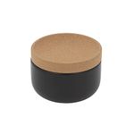 Kamenstein Ceramic and Cork Salt Pig with Easy Lift Lid for Easy Access, Black