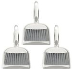 Frcctre 3 Pack Small Broom and Dustpan Set, Mini Dustpan and Brush Set Hand Broom and Dustpan Set, Whisk Broom and Dust Pans with Rubber Edge for Home, Desktop, Sofa, Kitchen, Keyboard