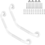 16 Inch Angled Grab Bar 4 Pack, ZUEXT White Bathroom Grab Bar Handle w/Anti-Slip Knurled Grip, Stainless Steel Bath Balance Bar, 1.25" Diameter Safety Hand Rail Support,Handicap Injury Elderly Senior