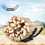 Curved Firewood Rack, Heavy-duty Firewood Holder Indoor Outdoor for Firewood Storage, Strong Fireplace Wood Log Rack, Metal/Black (30-Inch)