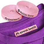 100 Personalised Iron-on Fabric Labels to Mark Your Clothes with Icons. Gentle with Your Kids Skin, for Children's School Uniform. (Pink)