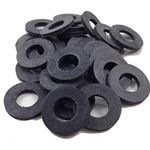 TERF® M12 Black Rubber Flat Washer M12 / 12mm ID (Hole) x 24mm OD x 2mm Thickness Flat Rubber Washers - Pack of 10