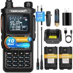 (2 Gen)TIDRADIO TD-H8 10 Watt Ham Handheld Radio(2PCS Batteries), Bluetooth Programming,Repeater Capable, Dual Band Long Range Two Way Radios with TD-805s, 6.1" &771 Long Antenna-Black,1Pack Full Kit