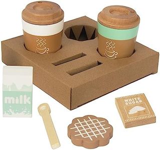 WOODENFUN Pretend Play Coffee Cup Toys,Wooden Play Kitchen Accessories,Fake Food Play for Kids Kitchen,Educational Toy for Toddler Children Birthday Gift