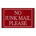 CafePress No Junk Mail Sticker (Wide Rectangular) Rectangle Bumper Sticker Car Decal