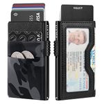 VULKIT Minimalist Wallet with ID Window & EDC Pocket Pop Up Card Holder RFID Blocking Slim Wallet Design for Airtag Cash Coins & Credit Cards