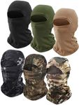 6 Pieces Balaclava Face Mask Motorcycle Windproof Camouflage Fishing Face Cover Winter Ski Mask, Black, Khaki, Army Green, Printed Black, Printed Green, Dark Green, Medium