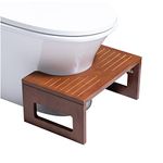 Forevich Bamboo Squatting Toilet Stool with Non-Slip Mat 7.5 Inch Foldable Potty Poop Stool for Bathroom Chestnut Brown