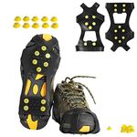 Willceal Ice Cleats, Ice Grippers Traction Cleats Shoes and Boots Rubber Snow Shoe Spikes Crampons with 10 Steel Studs Cleats Prevent Outdoor Activities from Wrestling (Extra 10 Studs) (Extra Large)