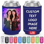 Custom Beer Can Coolers Sleeves Bulk Personalized Insulated Beer Soda Can Cover Beverage Bottle Holder with Logo Image Text for Wedding Birthday Party 2 PCS