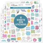 bloom daily planners Inspirational & Motivational Quotes Planner Stickers (8 Sheets / 200+ Stickers) - Hand-Lettered Positive Cute Aesthetic Quotes for Decorating Organizers, Scrapbooks, Laptops, etc.