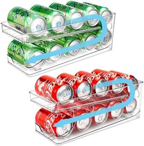 BingoHive 2 Pack Rolling Soda Can Organizer for Refrigerator Can Dispenser for Beer Soda Seltzer Pop Can Soda Organizer for Fridge 10 Standard Size 11.15oz, 12oz, 330ML, 355ML Cans Holder Storage