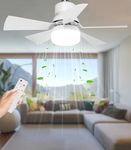 Alljia Ceiling Fan with Lights and Remote, 40W Small LED Ceiling Fans Lamp 2H/4H Timer, Dimmable, E27 Bulb Fixture, Upgrade Your Comfort with 3 Speed Fan Light - Perfect for Every Home, 0.55kg