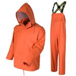 Navis Marine Workwear Rain Suit for Men Heavy Duty Waterproof Jacket with Pants 3 Pieces (Orange, Large)