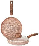 Amazon Basics Granite Finish Non Stick 2 Pcs Induction Base Cookware Set-Rust Granito (24cm Fry Pan, 28cm Tawa)