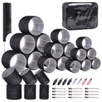 PandyCare Hair Rollers Set 40 PCS, Hair Roller For Long & Short Hair, Velcro Hair rollers, Rollers hair curlers with 18 Self Grip Black Rollers, 16 Hair Clips, 1 Rat Tail Combs&Waterproof storage bag